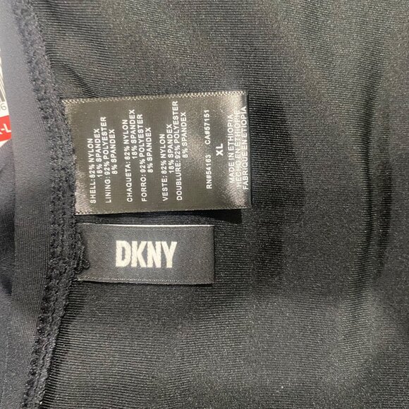 DKNY Womens Black One-Piece Swimsuit XL 4-Way Stretch UPF Front Shirring Adjusta - Picture 3 of 14